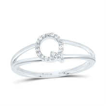 Load image into Gallery viewer, 10K White Gold Diamond Gift Initial "Q" Women's Ring 1/12 Cttw - Splendid Jewellery
