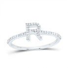 10K White Gold Diamond Gift Initial "R" Ring 1/5 Cttw - Splendid Jewellery