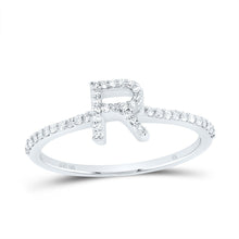 Load image into Gallery viewer, 10K White Gold Diamond Gift Initial "R" Ring 1/5 Cttw - Splendid Jewellery