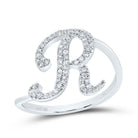 10K White Gold Diamond Gift Initial "R" Ring 1/5 Cttw - Splendid Jewellery