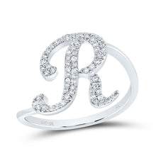 Load image into Gallery viewer, 10K White Gold Diamond Gift Initial "R" Ring 1/5 Cttw - Splendid Jewellery