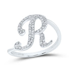 10K White Gold Diamond Gift Initial "R" Ring 1/5 Cttw - Splendid Jewellery