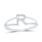 10K White Gold Diamond Gift Initial "R" Women's Ring 1/20 Cttw - Splendid Jewellery