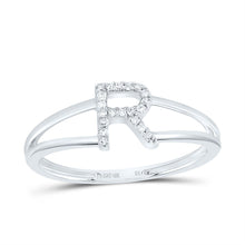 Load image into Gallery viewer, 10K White Gold Diamond Gift Initial "R" Women's Ring 1/20 Cttw - Splendid Jewellery