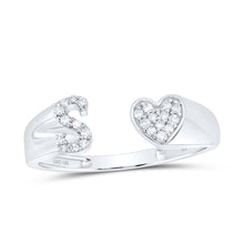Load image into Gallery viewer, 10K White Gold Diamond Gift Initial "S" Women's Heart Ring 1/10 Cttw - Splendid Jewellery