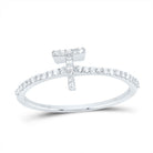 10K White Gold Diamond Gift Initial "T" Ring 1/6 Cttw - Splendid Jewellery