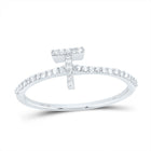 10K White Gold Diamond Gift Initial "T" Ring 1/6 Cttw - Splendid Jewellery
