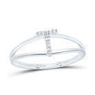 10K White Gold Diamond Gift Initial "T" Women's Ring 0.03 Cttw - Splendid Jewellery