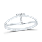 10K White Gold Diamond Gift Initial "T" Women's Ring 0.03 Cttw - Splendid Jewellery