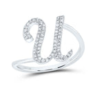 10K White Gold Diamond Gift Initial "U" Ring 1/5 Cttw - Splendid Jewellery