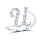 10K White Gold Diamond Gift Initial "U" Ring 1/5 Cttw - Splendid Jewellery
