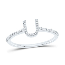 Load image into Gallery viewer, 10K White Gold Diamond Gift Initial "U" Ring 1/6 Cttw - Splendid Jewellery