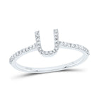 10K White Gold Diamond Gift Initial "U" Ring 1/6 Cttw - Splendid Jewellery