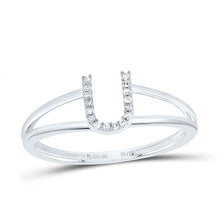 Load image into Gallery viewer, 10K White Gold Diamond Gift Initial "U" Women's Ring 1/20 Cttw - Splendid Jewellery