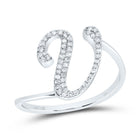 10K White Gold Diamond Gift Initial "V" Ring 1/6 Cttw - Splendid Jewellery