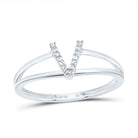 10K White Gold Diamond Gift Initial "V" Women's Ring 1/20 Cttw - Splendid Jewellery