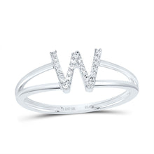 Load image into Gallery viewer, 10K White Gold Diamond Gift Initial "W" Women's Ring 1/12 Cttw - Splendid Jewellery