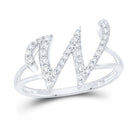 10K White Gold Diamond Gift Initial "W" Women's Ring 1/4 Cttw - Splendid Jewellery