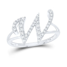 Load image into Gallery viewer, 10K White Gold Diamond Gift Initial "W" Women's Ring 1/4 Cttw - Splendid Jewellery