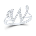 10K White Gold Diamond Gift Initial "W" Women's Ring 1/4 Cttw - Splendid Jewellery