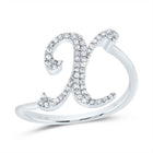 10K White Gold Diamond Gift Initial "X" Ring 1/6 Cttw - Splendid Jewellery