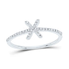 10K White Gold Diamond Gift Initial "X" Ring 1/6 Cttw - Splendid Jewellery