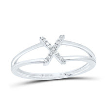 Load image into Gallery viewer, 10K White Gold Diamond Gift Initial "X" Women's Ring 1/20 Cttw - Splendid Jewellery