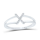 10K White Gold Diamond Gift Initial "X" Women's Ring 1/20 Cttw - Splendid Jewellery