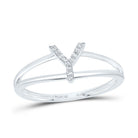 10K White Gold Diamond Gift Initial "Y" Women's Ring 1/20 Cttw - Splendid Jewellery