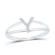 Load image into Gallery viewer, 10K White Gold Diamond Gift Initial "Y" Women's Ring 1/20 Cttw - Splendid Jewellery