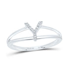 10K White Gold Diamond Gift Initial "Y" Women's Ring 1/20 Cttw - Splendid Jewellery