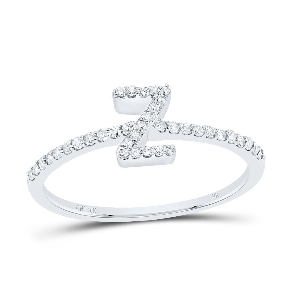 10K White Gold Diamond Gift Initial "Z" Ring 1/6 Cttw - Splendid Jewellery