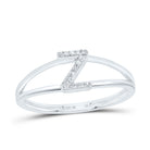 10K White Gold Diamond Gift Initial "Z" Women's Ring 1/20 Cttw - Splendid Jewellery
