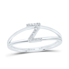 Load image into Gallery viewer, 10K White Gold Diamond Gift Initial "Z" Women's Ring 1/20 Cttw - Splendid Jewellery