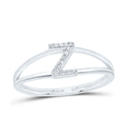10K White Gold Diamond Gift Initial "Z" Women's Ring 1/20 Cttw - Splendid Jewellery
