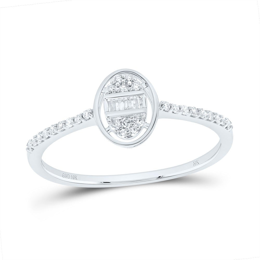 10K White Gold Diamond Gift Oval Ring 1/6 Cttw - Splendid Jewellery