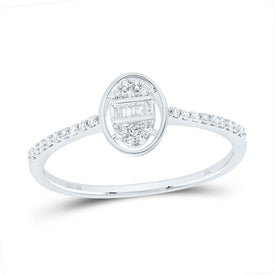10K White Gold Diamond Gift Oval Ring 1/6 Cttw - Splendid Jewellery