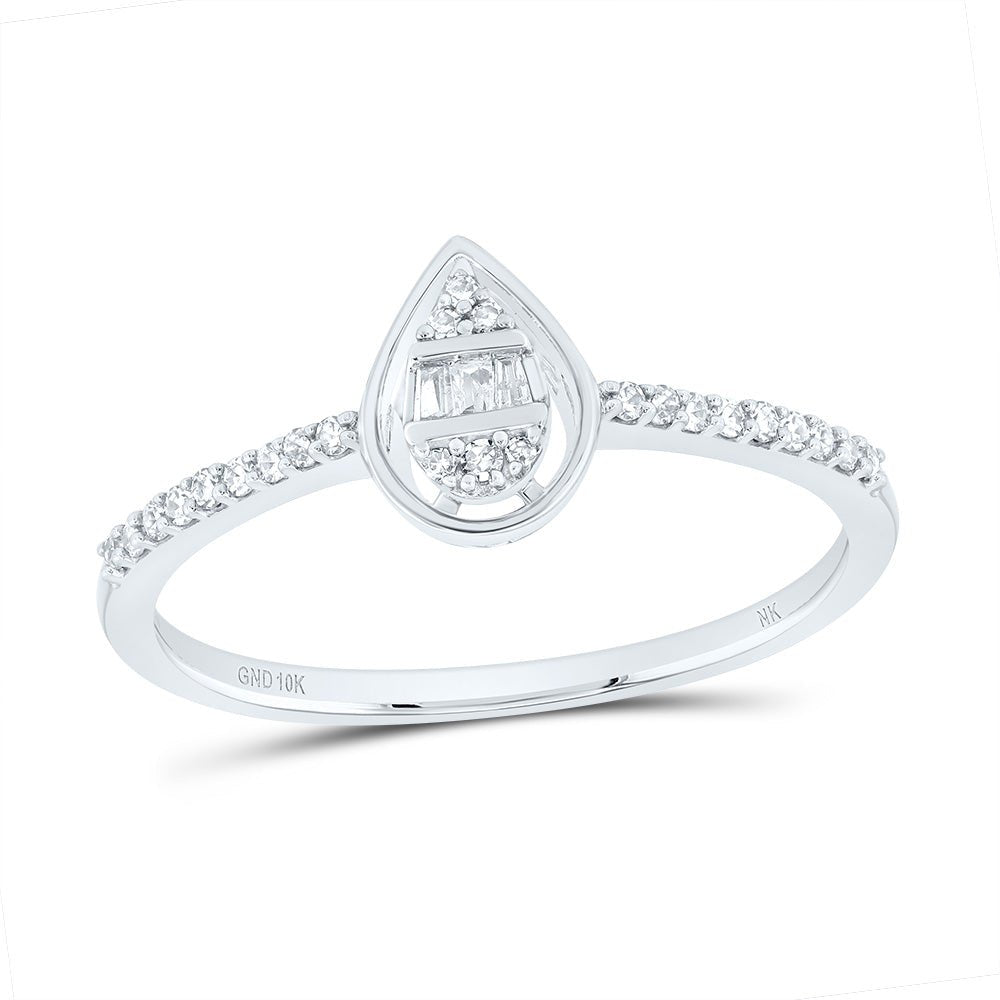 10K White Gold Diamond Gift Pear Ring 1/8 Cttw - Splendid Jewellery