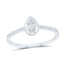 Load image into Gallery viewer, 10K White Gold Diamond Gift Pear Ring 1/8 Cttw - Splendid Jewellery