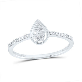10K White Gold Diamond Gift Pear Ring 1/8 Cttw - Splendid Jewellery