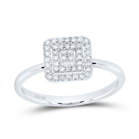 10K White Gold Diamond Gift Square Ring 1/5 Cttw - Splendid Jewellery