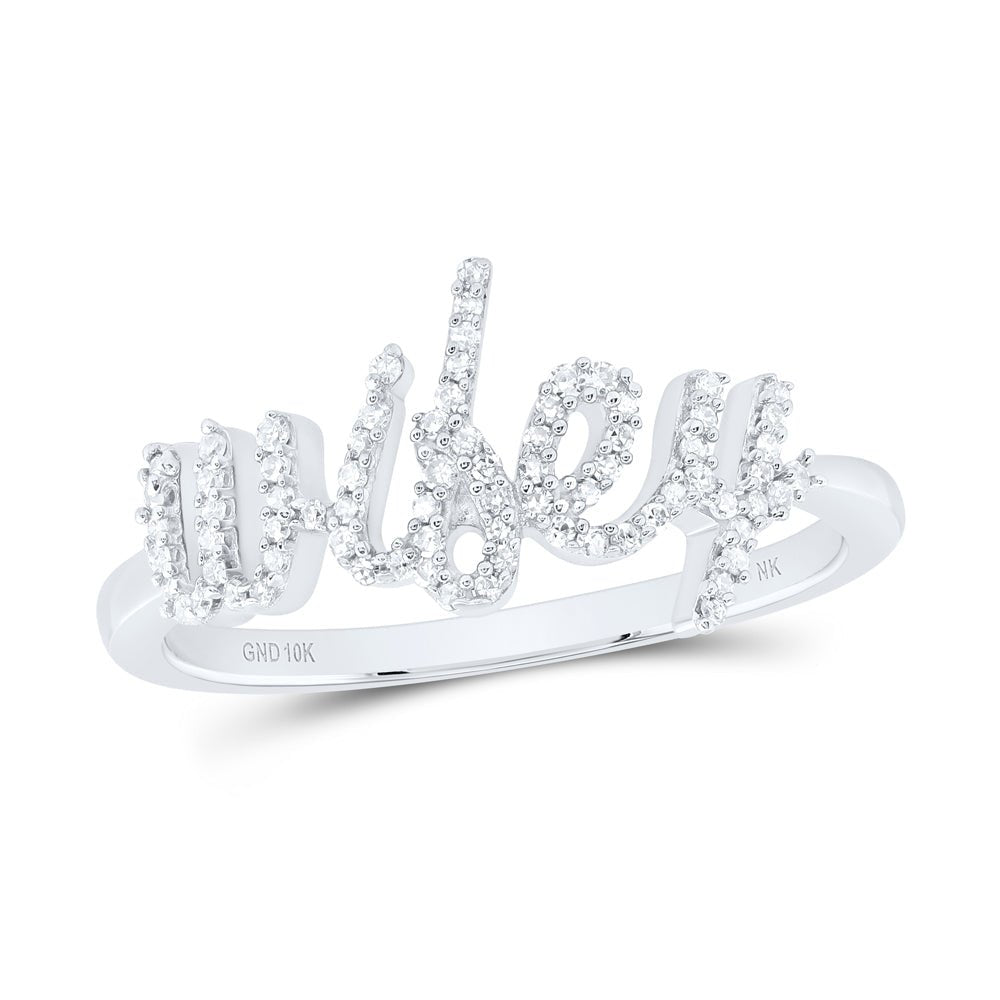 10K White Gold Diamond Gift "Wifey" Women's Ring 1/6 Cttw - Splendid Jewellery