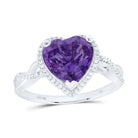 10K White Gold Diamond Heart Alexandrite Synthetic Ring 1/8 Cttw - Splendid Jewellery
