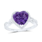 10K White Gold Diamond Heart Alexandrite Synthetic Ring 1/8 Cttw - Splendid Jewellery