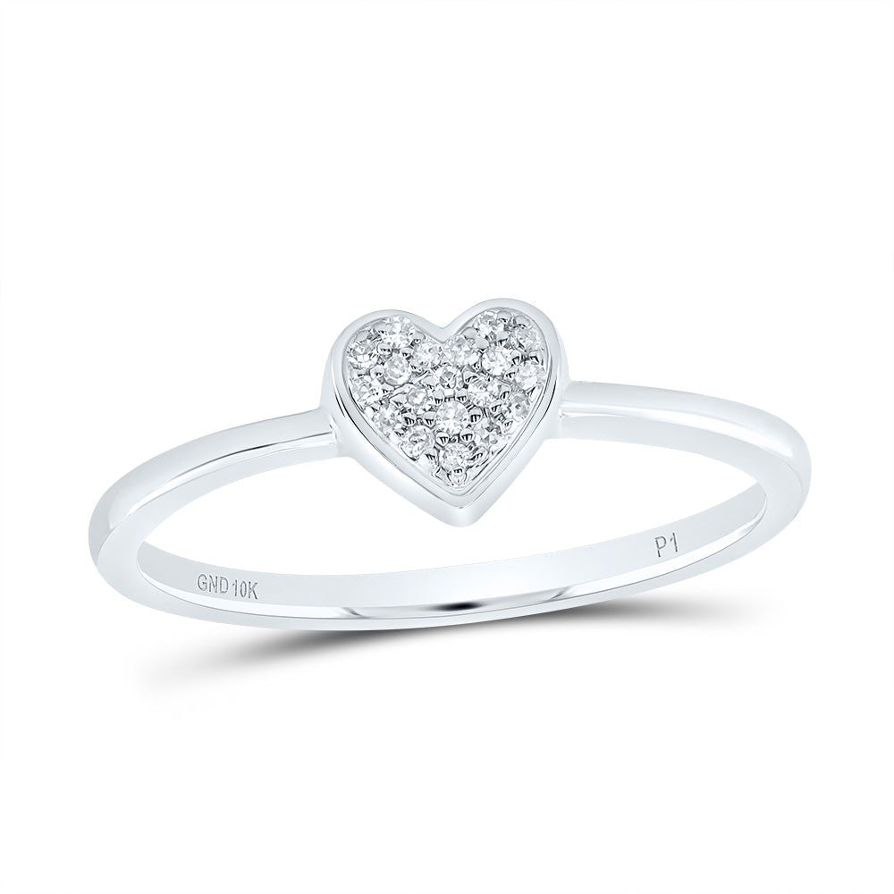 10K White Gold Diamond Heart Ring 1/20 Cttw - Splendid Jewellery