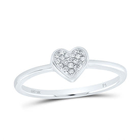 10K White Gold Diamond Heart Ring 1/20 Cttw - Splendid Jewellery
