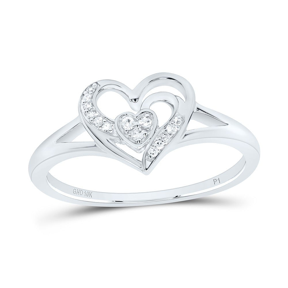 10K White Gold Diamond Heart Ring 1/20 Cttw - Splendid Jewellery