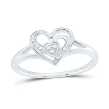 Load image into Gallery viewer, 10K White Gold Diamond Heart Ring 1/20 Cttw - Splendid Jewellery