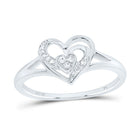 10K White Gold Diamond Heart Ring 1/20 Cttw - Splendid Jewellery