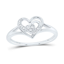 10K White Gold Diamond Heart Ring 1/20 Cttw - Splendid Jewellery